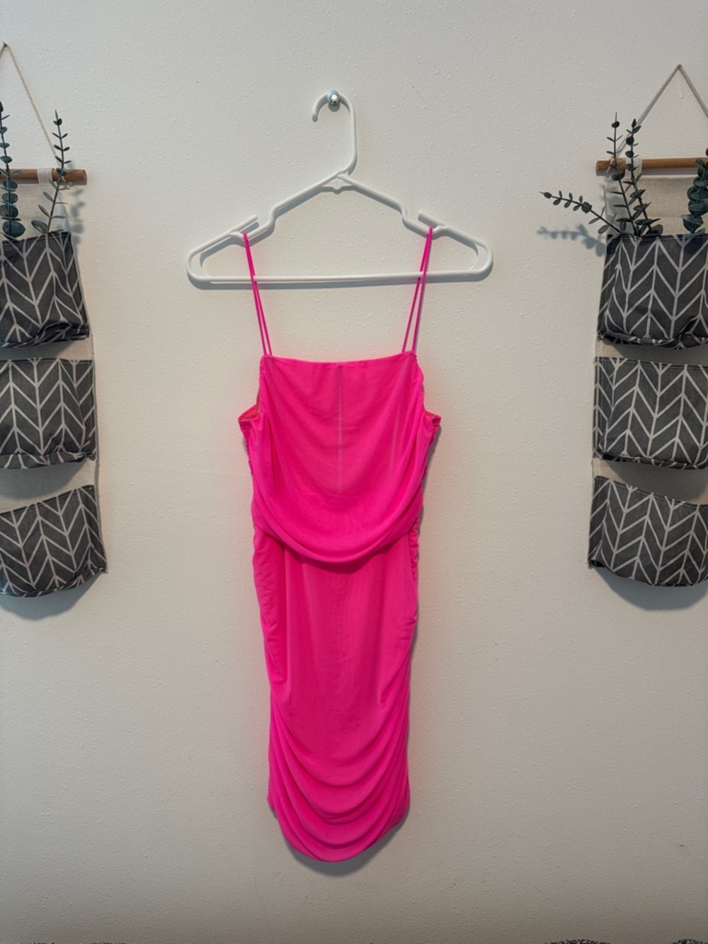 Women’s Hot Pink Mini Dress with Spaghetti Straps